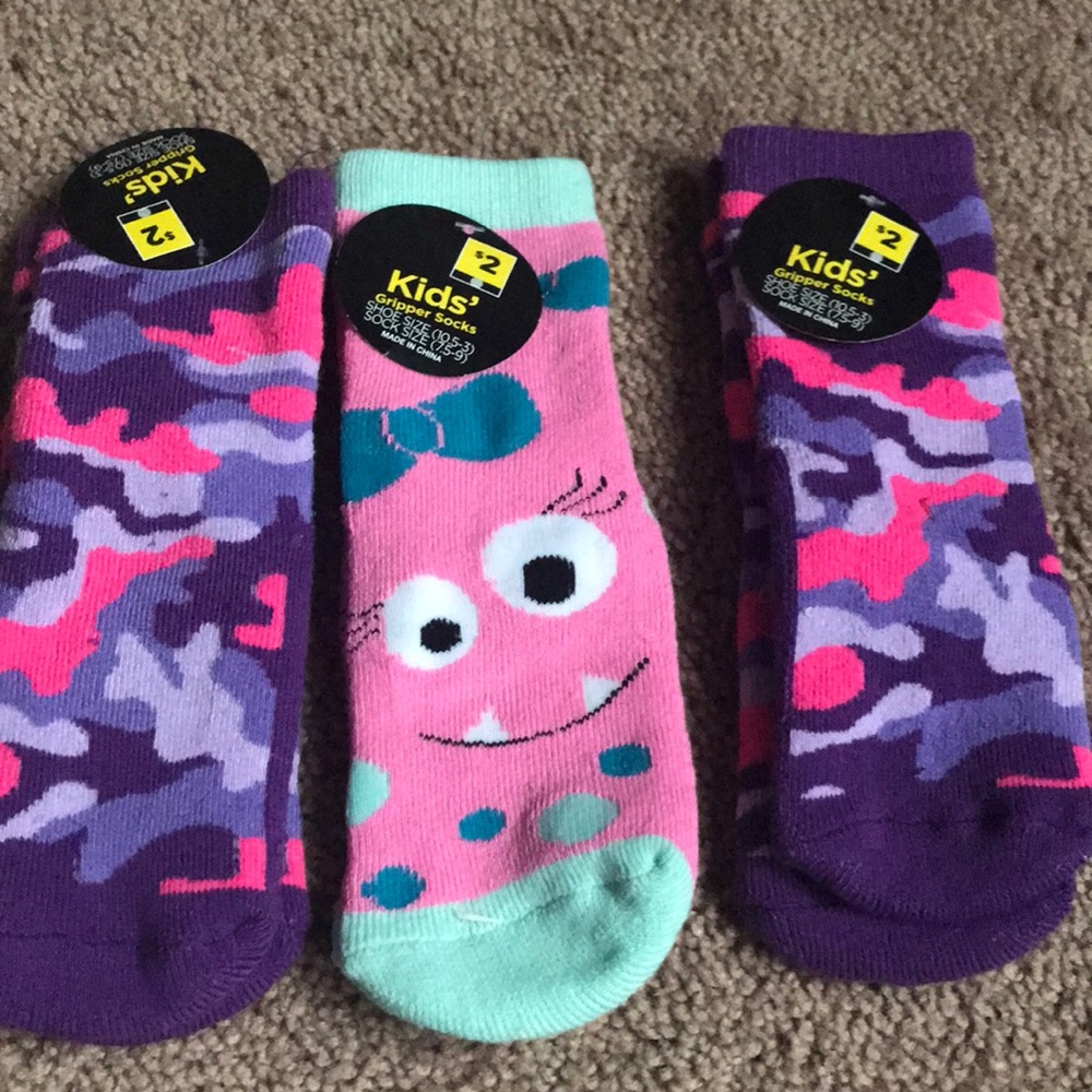 Girls socks with grippers 3 pairs for $5